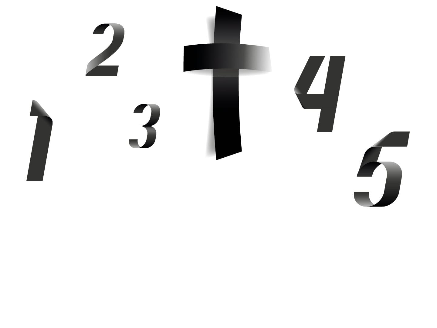 Ein schwarzes Kreuz umringt von Zahlen