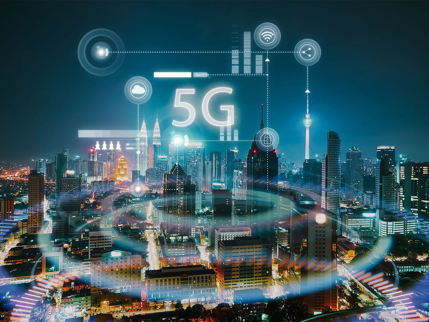 5G Mobilfunk vernetze smarte Stadt