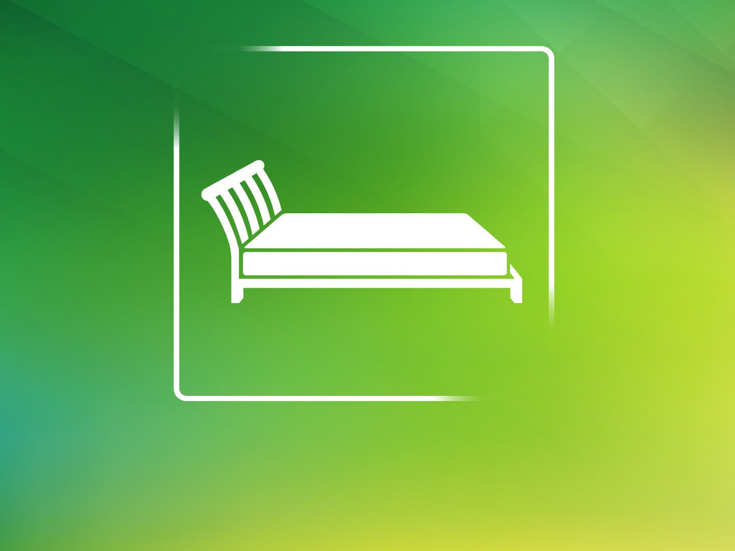 Zeichnung eines Bettes auf grünem Hintergrund