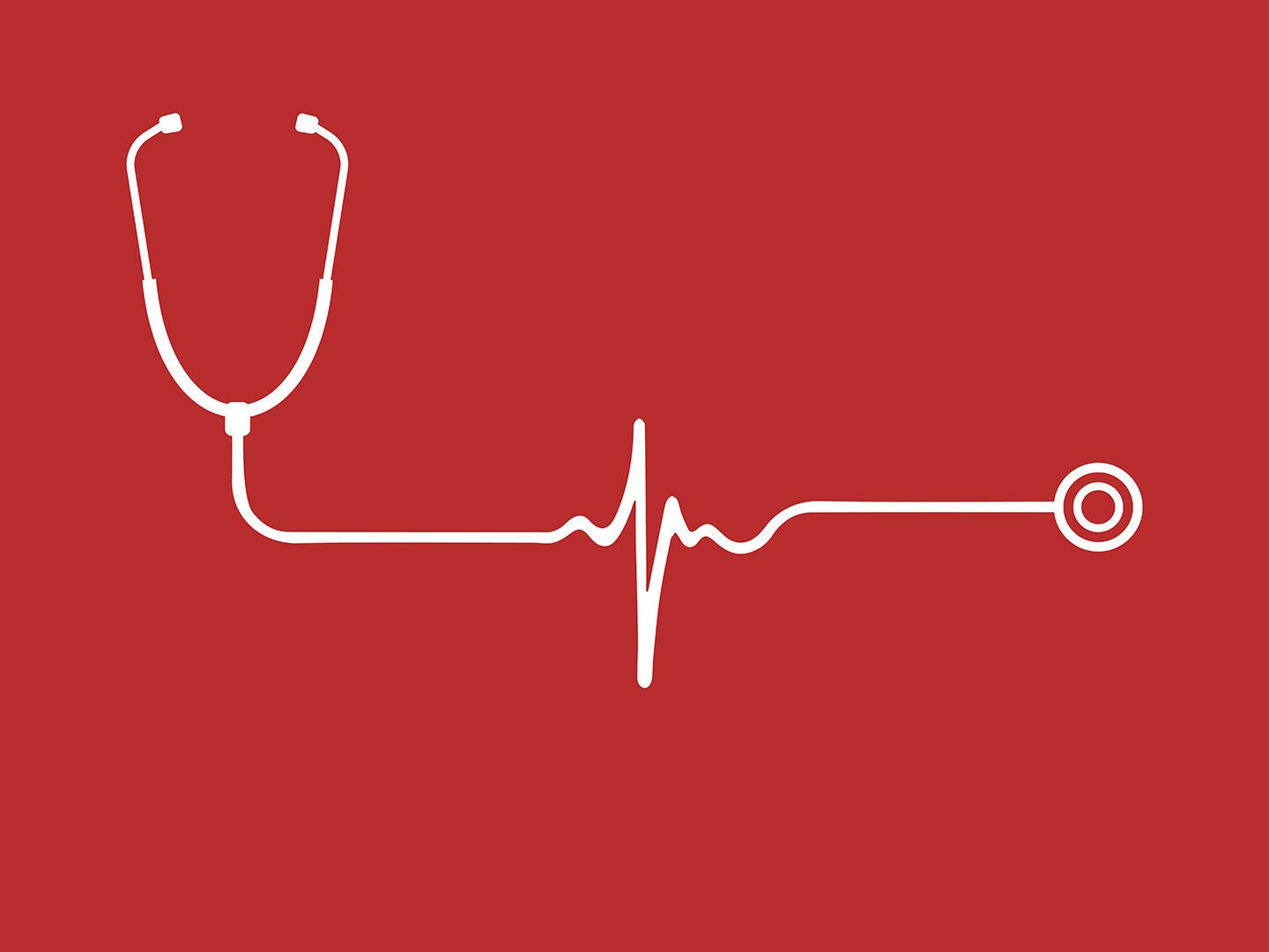 Illustration eines Stethoskop auf roten Hintergrund