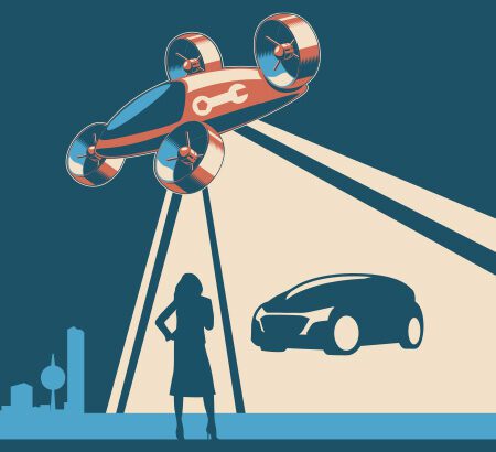 Illustration: Autos der Zukunft und Versicherungen