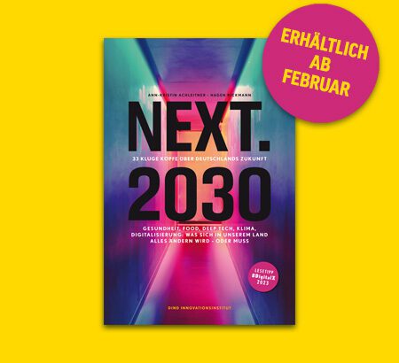 Buchcover Next.2030 auf gelben Hintergrund