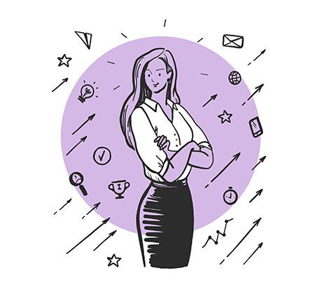 Illu einer Karriere-Frau; um dem Führungskräftemangel zu begegnen, sollten Unternehmen auf mehr Frauen setzen