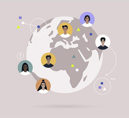 Mitarbeitende sind weltweit verteilt; Symbolbild für Remote Leadership