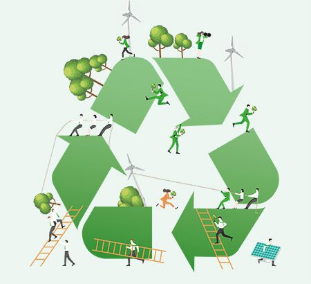 Illustration zum Thema Nachhaltigkeit und Kreislaufwirtschaft